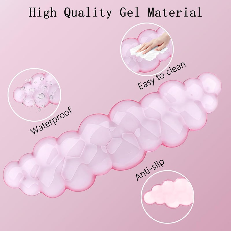 WFCYGL Gel Cloud Wrist Rest Keyboard Clear Pink Mouse Pad with Wrist Rest Set 3PCS Ergonomic Cool Keyboard Wrist Pad Cute Acrylic Coaster Non-Slip Base Cute Transparent Mouse Wrist Pad Support for Computer - Image 4